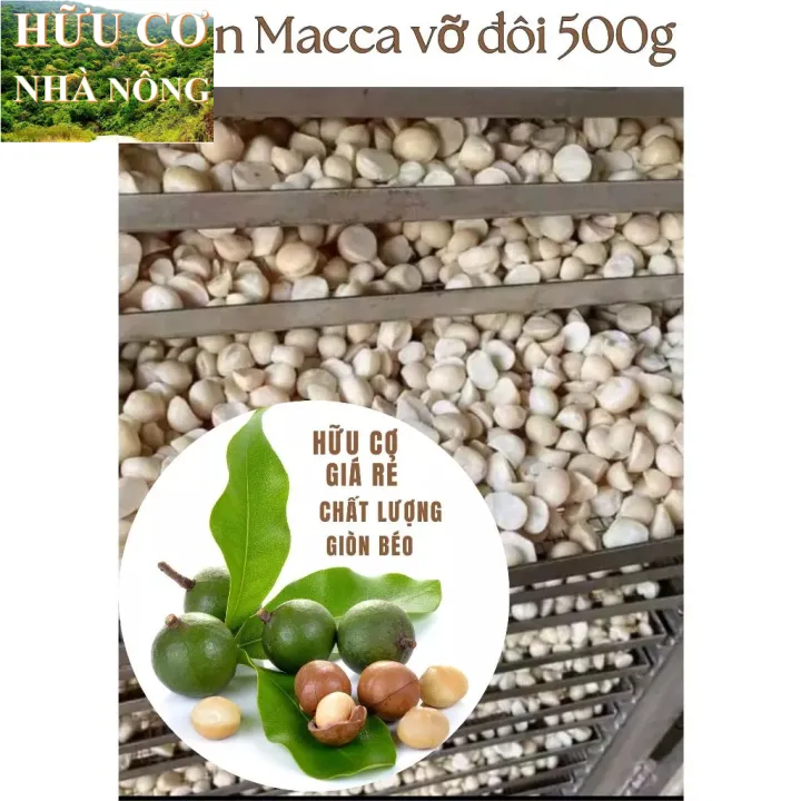 Nhân macca vỡ đôi sấy chín hữu cơ không hôi dầu 500g