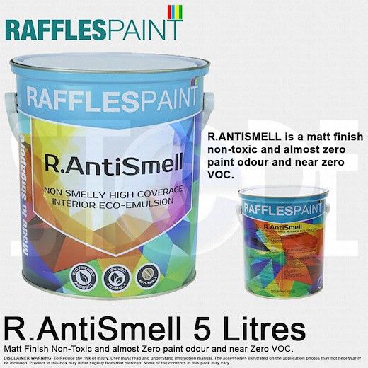 Raffles Paint R.AntiSmell Emulsion Paint 5 Lites MADE IN SINGAPORE *Free Shipping* Lazada