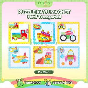 Puzzle Kayu Magnet Transportasi