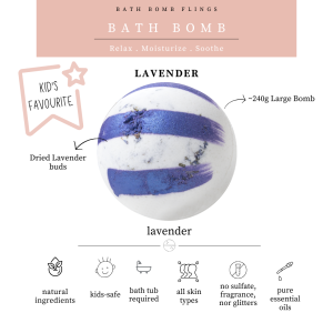 Lavender Bath Bomb (1 x 240g) | Singapore Natural Handmade Bath Bombs