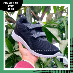 WIJAYA - Sepatu Sekolah PRO ATT NT 592V 31-38 /Sepatu Perekat /Sepatu Sekolah Hitam /Sepatu Sneakers Anak /Sepatu Keren /Sepatu Olahraga