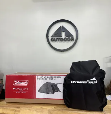 เต๊นท์พร้อมกราวชีท Coleman Cross Dome 270 #สีชาโคล + Ground Sheet (flysheet thai) สั่งตัดตรงรุ่นขนาด 270*270