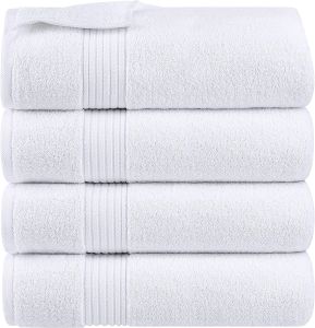 White Bath Towel 70x140cm Absorbent Cotton Bath Towels 70x140cm 400gms for Hotel & Home Use