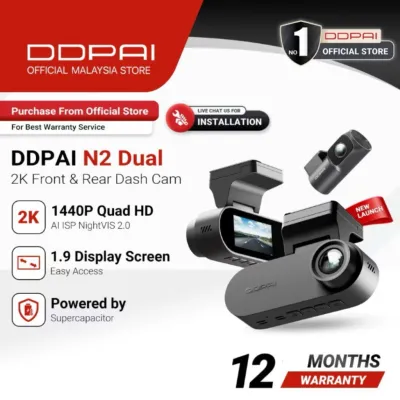 [NEW LAUNCH] DDPAI N2 Dual 2K Super Capacitor Dash Cam with NightVIS 2.0 Front & Rear [ Ready Stock ]
