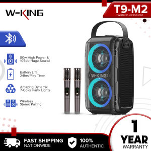 W-KING T9 Loud Bluetooth Speakers with Subwoofer 80W Party Portable Outdoor Speakers Bluetooth Wireless -Deep Bass Huge 105dB Sound Mixed Color Lights 24H Play AUX USB Play TF Card Non-Waterproof