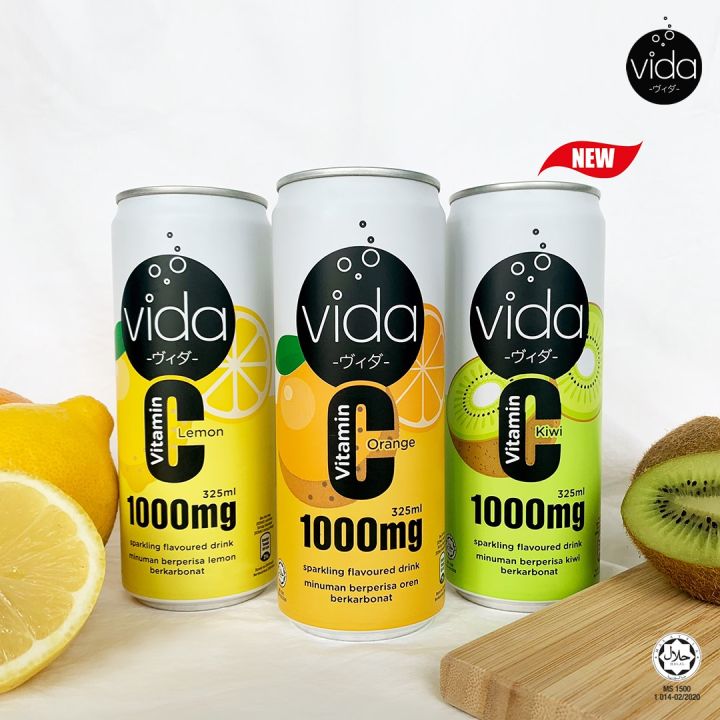 24x【Vida Vitamin C 1000MG Sparkling Drink 325ml】 Lazada
