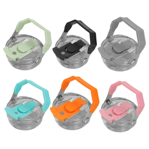 Practical Plastic Cup Lid With Handle Spill Proof Design For 30oz Tumblers Flick Straw Lid Sealing Bottle Cover