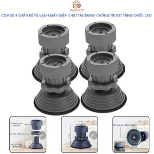 Set 4 Chân Kê Máy Giặt Tủ Lạnh Chân Đỡ Đa Năng Chống Rung Lắc Tăng Giảm Chiều Cao Chống Trơn Trượt