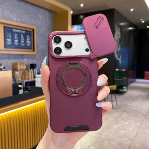New Military Armor Shockproof Case For iPhone 18 17 16 15 Pro Max 14 13 Plus 17Pro 18Pro Air 5G Magnetic Bracket Phone Shell Rotating Stand Slide Camera Lens Protection Cover