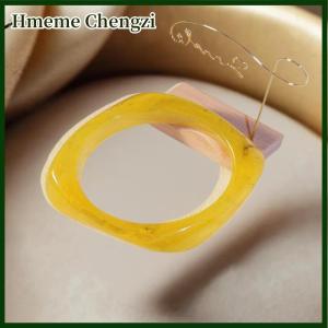 Hmeme Irregular Acrylic Square Bracelet For Women Girl Fashion Geometric Bangle Gift Summer Jewelry Decoration