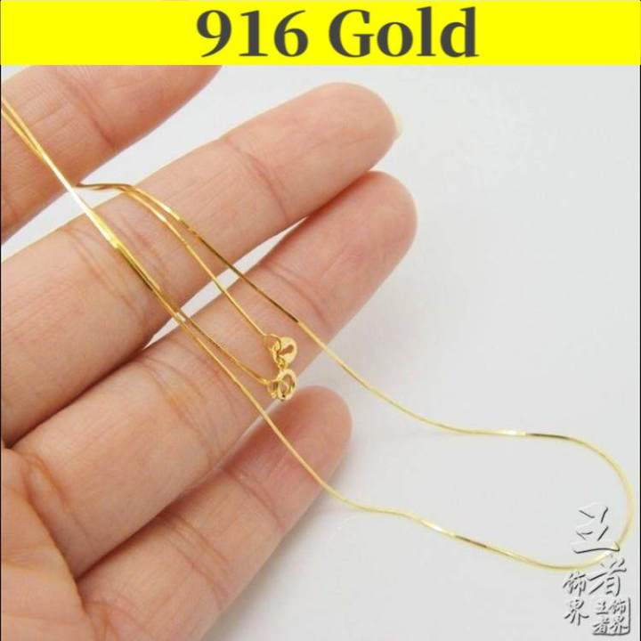 Hot Selling Deal Gold 916 Original Malaysia Ready Stock Original 916 Gold Chain Necklace for Women Rantai Leher Emas Sterling Authentic Japanese and Korean Style Clavicle Chain Not Fade Birthday Valentine Gift