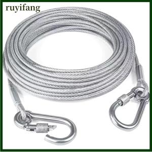 ruyifang 3-10M Double-Headed Dog Tie Out Cable Leash Raction Rope Metal Buckle Steel Wire Anti-Rust Training Collar Outdoor Dogs Strap