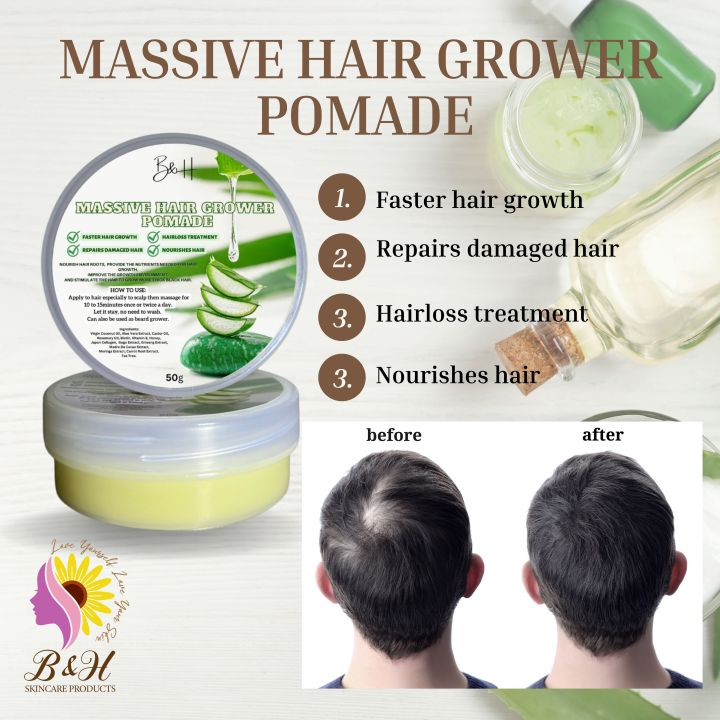 MASSIVE HAIR GROWER POMADE (50g) B&H Products Lazada PH
