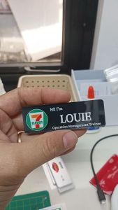 MAGNETIC / PIN TYPE NAMEPLATE - PERSONALIZED - ACRYLIC 1X3 inches