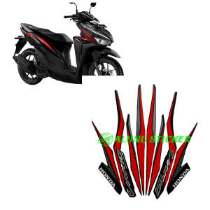 STIKER STRIPING LIS LES BODY MOTOR HONDA VARIO 125 TAHUN 2018 ISS WARNA FULL HITAM-MERAH STANDAR