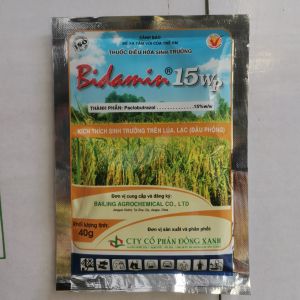 [50 gói] Kích thích sinh trưởng Bidamin 15WP - Kích thích ra hoa trái vụ - Gói 40g   ĐIỀU HÒASINH TRƯỞNG  Bidamin 15WP  Quy cách:Gói 40g.  Thành phần:Paclobutrazol: 15% w/w