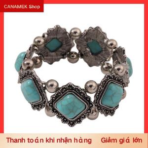 CS Thời trang mới Boho turquoises ear Studs đàn hồi Vòng đeo tay Bangle cho phụ nữ dân tộc cổ điển Bohemian Đảng trang sức quà tặng