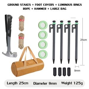 SG ️Ready stock️Tent Peg Set High-Strength Steel Ground Nail Anti-Slip Cap Outdoor Camping Stake 25cm 30cm 40cm Paku Khemah Besi Pancang Tarp Flysheet