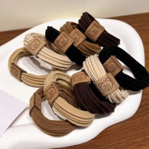 TI9P 10PCS Strong Elastic Hair Ring No Seams Minimalist Headband Durable Small Bear Hair Ropes Women Girl