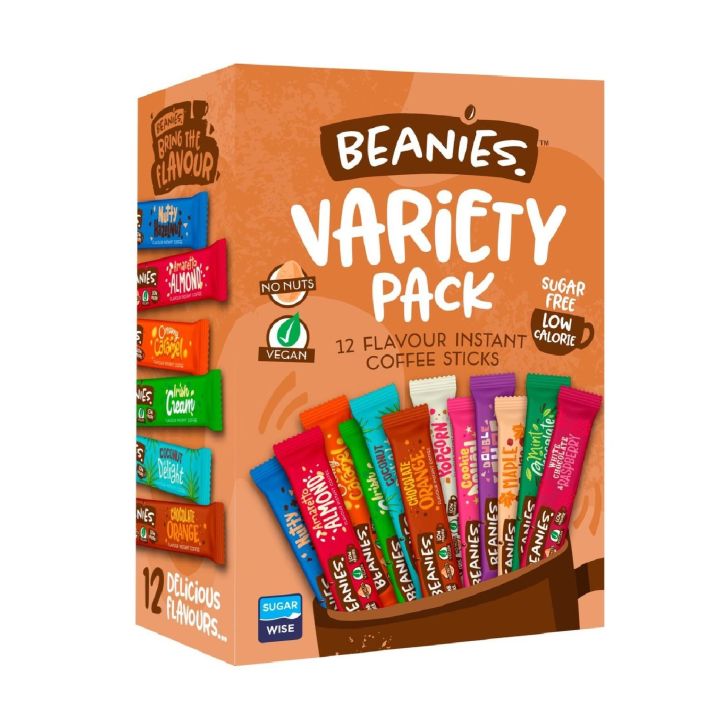 Beanies Variety Pack 12 Flavor Instant Coffee Sticks Healthier