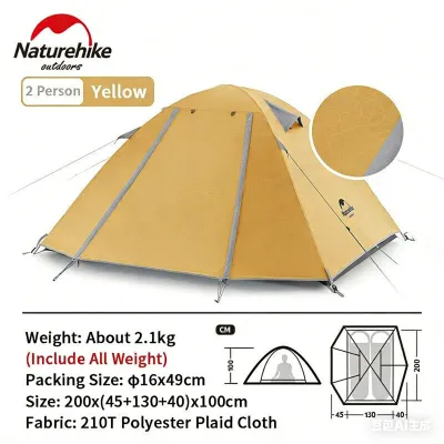 Naturehike เต็นท์ตั้งแคมป์กลางแจ้งอลูมิเนียมอัลลอยด์เต็นท์สองชั้น P-Series 2-3 คนเต็นท์กันน้ําสําหรับเดินป่า