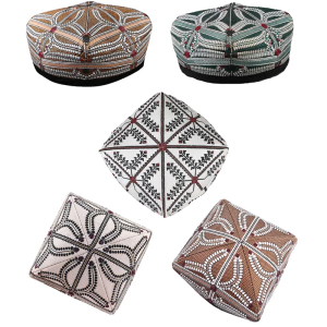 Foldable Mens Uyghur Cotton Caps with Embroidered Ethnic Pattern for Cultural Enthusiasts and Uigur Casual Wear