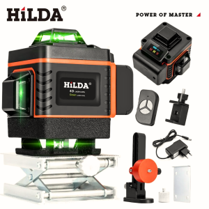 Hilda Laser level 4d 16 line komplit Mesin Self Leveling Green Laser with Remote LD 515
