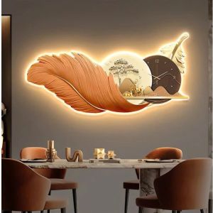 Tranh Đèn Led Lông Vũ Tráng Gương Cao Cấp Treo Phòng KháchTreo PHòng NgủSpa