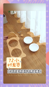 Lớn lên bát cho mèo với Non-Slip đứng cao mèo bát uống nước tre Bát cho ăn container cho mèo chó thú cưng nhỏ