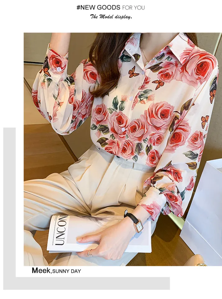 Women's Clothing Elegant Flare Sleeve Fashion Floral Print Chiffon Shirt  Summer Korean Casual Round Neck Off Shoulder Blouse - AliExpress