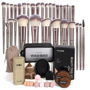 MAANGE Makeup Brush Set 51 PCS Professional Makeup Brushes for Foundation Powder Concealers Eye shadows Blending Blush Travel Make up Brush Kit (Black)
