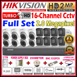 HIKVISION 2MP Full Set 🌟16-CHANNEL🌟 Full HD 1080P HIK CCTV 16CH DVR + Camera + 1TB HDD + Power Supply +Cable+Connector