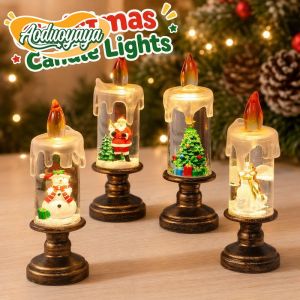 Aoduoyaya Christmas Candle Crystal Lamp Flameless Led Night Light Warm White Desktop Decor Gift