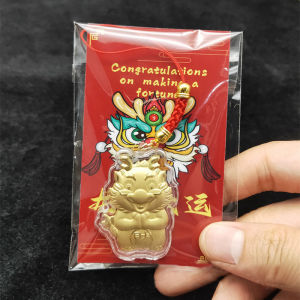 Chinese Zodiac Dragon Charm Pendant Gold Plated Dragon Totem Pendant Necklace for Men Womens Chinese Religion Lucky Jade Amulet Protection Fengshui Jewelry