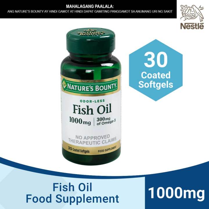 Nature's Bounty Fish Oil Food Supplement 1000mg x 30 Coated Softgels ...