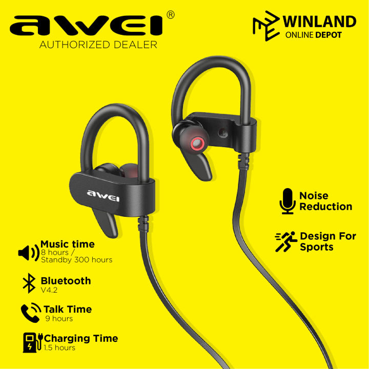 Awei by Winland Ear hook Wireless Sports Bluetooth Waterproof