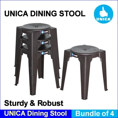 UNICA Dining Stool (Bundle of 4) Strong Classic Robust Space Saving Contemporary Ergonomic Design Chair - UNICA Your Evergreen Local Brand