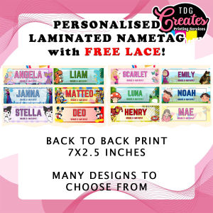 Personalised Laminated Name Tag for kids with free ID Lace