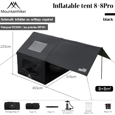 MOUNTAINHIKER Outdoor Camping Inflatable Tent 8+8㎡ Large Capacity Family/Multi-person Tent Rainproof Thickened Extra Large Size Suitable for Overnight Camping.