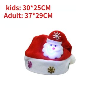 LED Christmas Hats Santa Claus Snowman Cap Light for Adult Kids Gift Festive Supplies