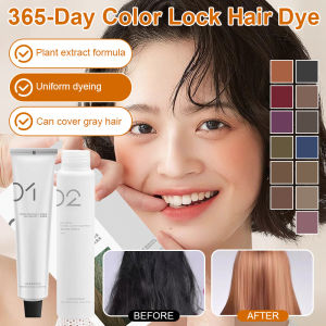 💕Plant Extract Formula 365 Days Lock Color Hair Dye Natural Water Non-Irritating Genuine Cover Gray Hair Dye锁色染发膏