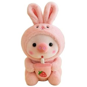Thú nhồi bông Heo cosplay ôm bình sữa đáng yêu - Size từ 20cm - Quà tặng gấu bông heo nhồi bông dễ thương - Gối ôm mềm mịn cho bé.