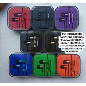P15 HEADSET EARPHONE HEADPHOME HANSFREE CALL STEREO MIC MIK HF DJ MC BASS MEGA SUPER AUDIO SUARA