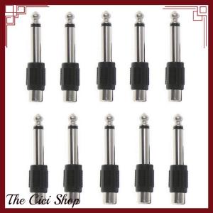[The Cici Shop] 10 Pcs RCA Female Jack To 6.35mm 1/4" Male Mono Plug Audio Adapter Connector