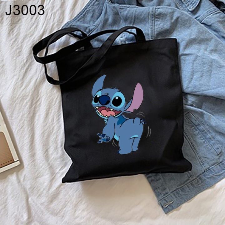 Cute%20Stitch%20Printed%20Canvas%20Tote%20Bag%20Casual%20Black%20Shoulder%20Shopping%20Handbag%20-%20Image%205