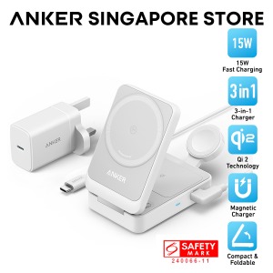[Clearance 100% New] Anker MagGo Wireless Charging Station Foldable 3-in-1 Qi2 15W Magnetic Wireless Charger B2557