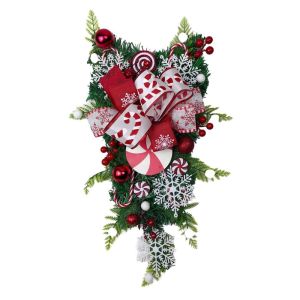 BRISA Upside Down Candy Hanging Ornaments Candy Cane Festival Party Decor Green plant Wreath Christmas Decorations Christmas Tree Garlands Rattan