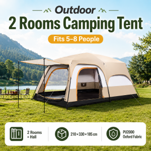 🇸🇬 (5-8 Person) Family Camping Tent with Porch / Big Family Camping Tent with Tall Height