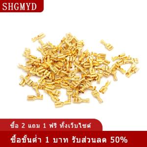 [COD] SHGMYD ขั้วต่อสายขั้วขั้วต่อสายไฟสำหรับรถยนต์ลำโพงทองเหลืองสีทองขนาด6.3มม. จำนวน100ชิ้น