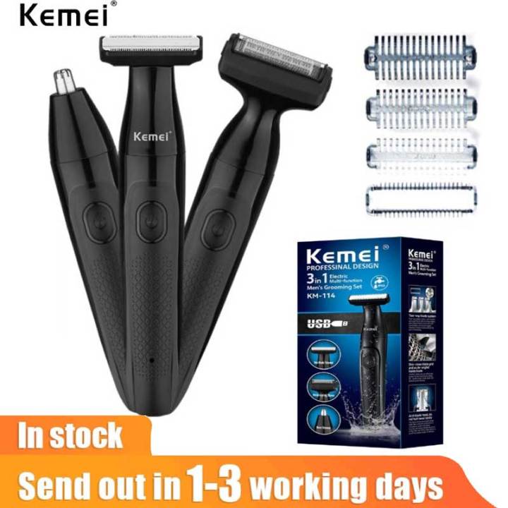 Kemei 114 Electric Shaver Waterproof Razor In Nose Ear Beard Pubic Hair  Trimmer Body Ball Groomer Multifunction Men Grooming Lazada PH